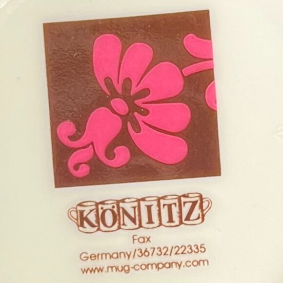Könitz Germany Porcelain Damask Floral Motif in Mauve Pink & Dark Brown Mug Cup - Picture 9 of 9